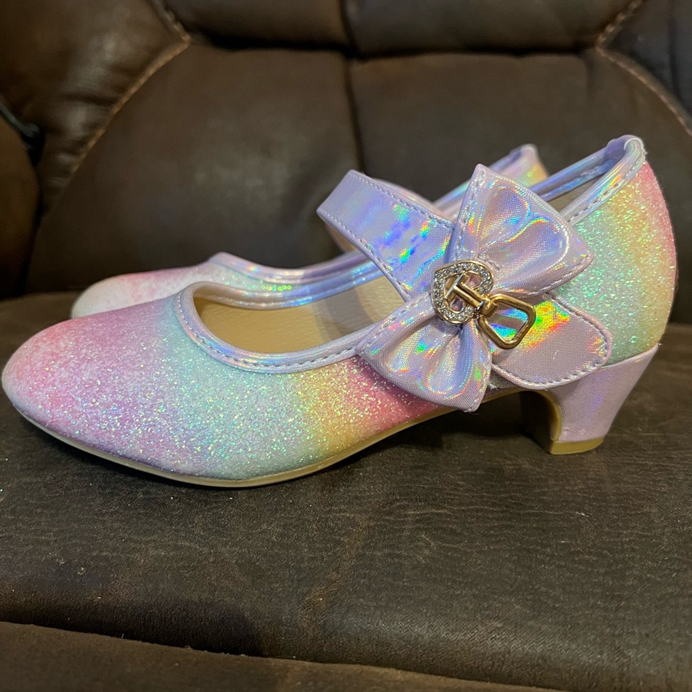 Fun Kitten Heel Little Girl Dress Shoes